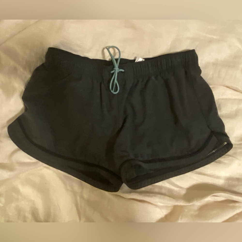 Prana Black Athletic Shorts with Teal Drawstring
